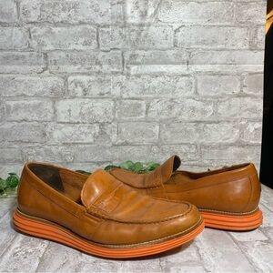 COLE HAAN Size 13M Mens Comfort Penny Loafer Lunargrand Mens Leather BrownOrange